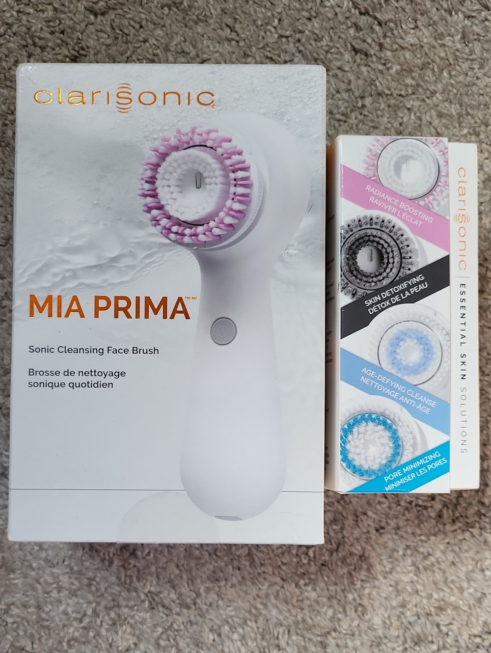 NWT Clarisonic Mia Prima Facial Cleansing Brush in White w/ 4 Pack Brush Heads